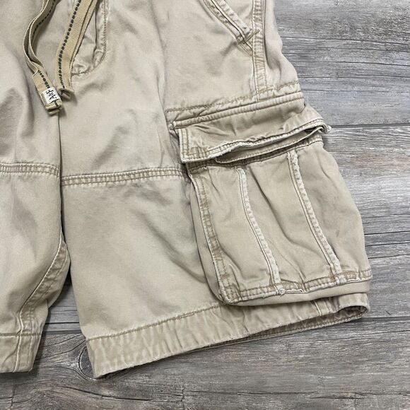 Abercrombie & Fitch Mens Cargo Shorts 31 Beige Mid Rise Flat Front Cotton Pocket - Picture 7 of 16
